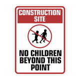Portrait Round Plus Construction Site No Children Beyond This Point Wall or Door Sign | Health And Safety Signage