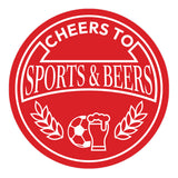 Signs ByLITA Circle Cheers to Sports and Beers ABS Plastic | Laser Engraved | Easy Installation | Elegant Design Wall or Door Sign