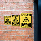 Portrait Round Plus Caution Blasting Area Keep Away Wall or Door Sign | Health And Safety Signage