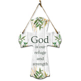God is our refuge and strength Cross Hanging Sign | Rustic Twine | Inspiring Religious Bible Decor