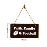 Faith, Family & Football 5x10 Hanging Plus Wall or Door Sign | Funny Home Decor