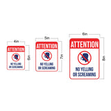 Portrait Round Plus Attention No Yelling Or Screaming Wall or Door Sign | Indoor Gym & Pool Signage