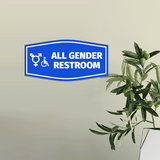 Fancy Plus All Gender Restroom Wall or Door Sign Easy Installation | Business & Public Bathroom Signs