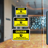 Classic Framed Plus Caution Falling Objects Wear Protective Gear Door or Wall Sign | Workplace Health and Safety Warning Signage