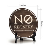 No Re-Entry Circle Table Sign with Acrylic Stand (5x5") | Patron Guest Comfort and Safety Sign