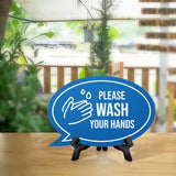 Please Wash Your Hands Oval Speech Bubble (6 x 4") Table Sign With Acrylic Easel