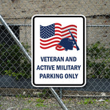 Portrait Round Plus Veteran And Active Military Parking Only Door or Wall Sign Honor Veterans with Military Signs | US Pride | Veteran Gratitude and Discount Signs