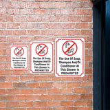 Portrait Round Plus The Use Of Soap, Shampoo And/Or Conditioner At This Shower Is Prohibited Wall or Door Sign | Indoor Gym Signage