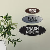 Signs ByLITA Oval Trash Room Sign - Laser-Engraved Lettering | Durable ABS Plastic | Vibrant Colors | Powerful Foam Tape