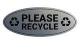 Signs ByLITA Oval Please recycle Sign - Laser-Engraved Lettering | Durable ABS Plastic | Vibrant Colors | Powerful Foam Tape