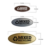 Signs ByLITA Oval Mixed recycling Sign - Laser-Engraved Lettering | Durable ABS Plastic | Vibrant Colors | Powerful Foam Tape