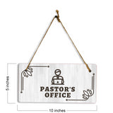Pastor's Office 5x10 Hanging Plus Wall or Door Sign | Religious Rustic Wood Sign