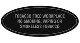 Signs ByLITA Oval Tobacco Free Workplace No Smoking, Vaping or Smokeless Tobacco Sign - Laser-Engraved Lettering | Durable ABS Plastic | Vibrant Colors | Powerful Foam Tape