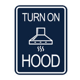 Signs ByLITA Portrait Round Turn On Hood Door or Wall Sign Durable ABS Plastic | Laser Engraved | Easy Installation | Kitchen | Hygiene