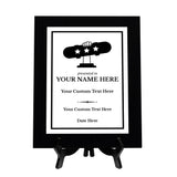 Skateboarding Customizable Black Frame Wooden Award Plaque | Easel Mount Option | Achievement and Recognition Personalizable Plaques