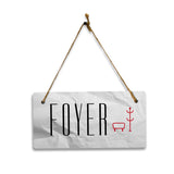 Foyer 5x10 Hanging Plus Wall or Door Sign | Rustic Twine | Range of Vibrant Decor Styles | Room Signs For Home and Business