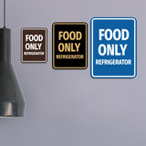 Signs ByLITA Portrait Round Notice: Food Only Refrigerator Door or Wall Sign Durable ABS Plastic | Laser Engraved | Easy Installation | Kitchen | Hygiene