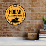 Circle Plus Hooah! U.S. Army Strong Door or Wall Sign Honor Veterans with Military Signs | US Pride | Veteran Gratitude and Discount Signs