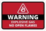 Classic Framed Plus Warning Explosive Gas No Open Flames Door or Wall Sign | Workplace Health and Safety Warning Signage