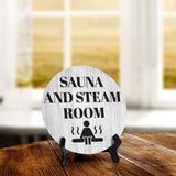 Sauna and Steam Room Circle Table Sign with Acrylic Stand (5x5") | Public Spaces Signage