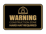 Signs ByLITA Classic Framed Warning: Construction Zone - Hard Hat Required Door or Wall Sign Easy Installation | Health And Safety | Building And Warning Signs