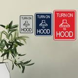 Signs ByLITA Portrait Round Turn On Hood Door or Wall Sign Durable ABS Plastic | Laser Engraved | Easy Installation | Kitchen | Hygiene
