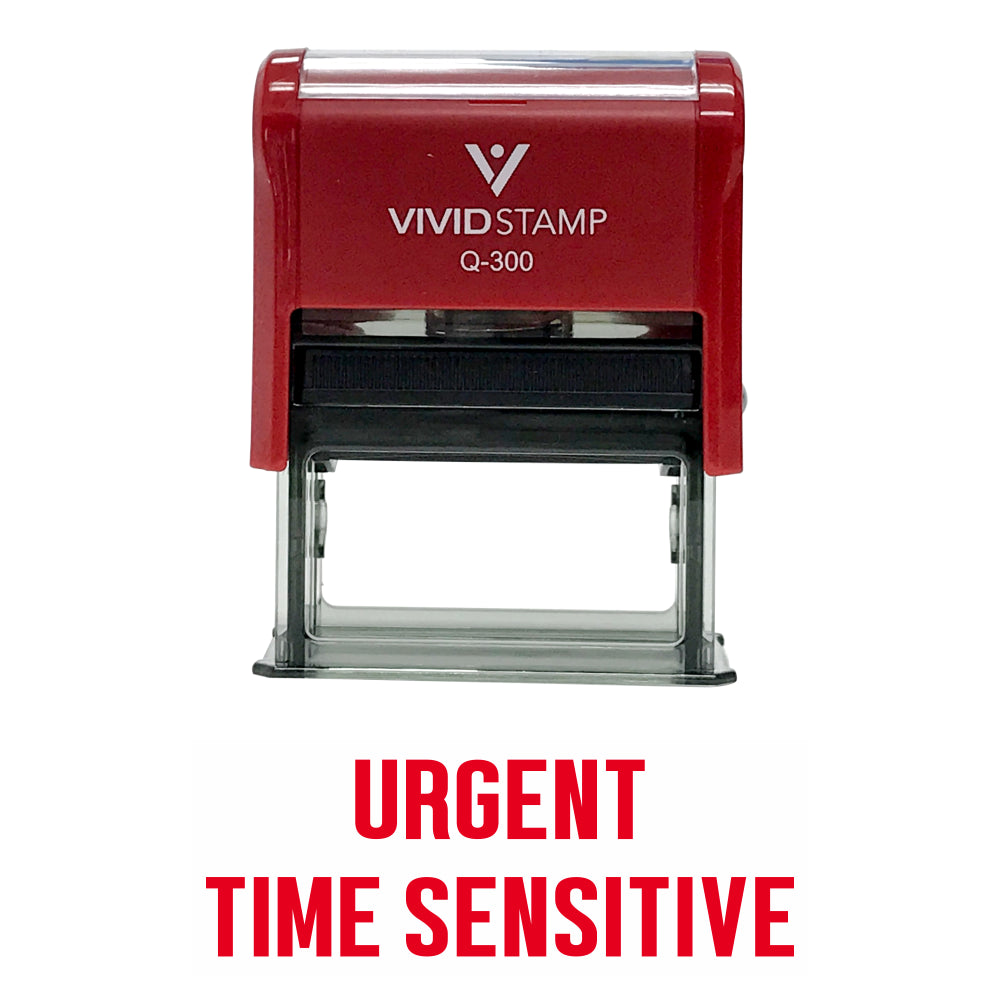Red Urgent Time Sensitive Self Inking Rubber Stamp