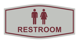 Light Grey / Burgundy Fancy Unisex Restroom Sign