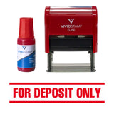Red For Deposit Only Self Inking Rubber Stamp Combo with Refill