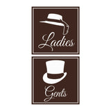 Square ladies and gents sign set with Adhesive Tape, Mounts On Any Surface, Weather Resistant