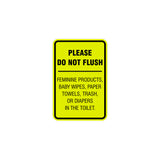 Portrait Round please do not flush etiquette Sign with Adhesive Tape, Mounts On Any Surface, Weather Resistant