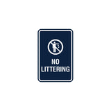 Portrait Round No Littering Sign With Adhesive Tape