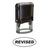 Black Revised Self Inking Rubber Stamp (Oval Body) Size 1-5/8"