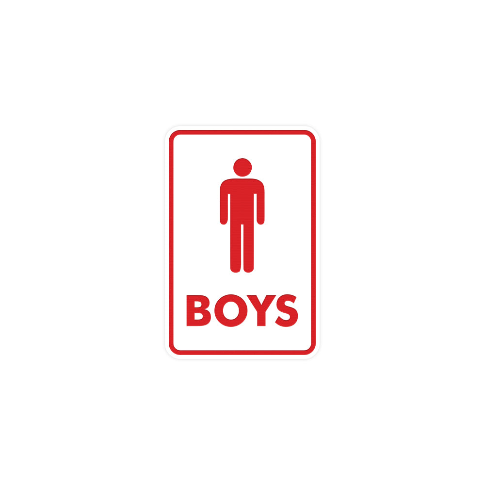 Signs ByLITA Portrait Round Boys (male bathroom icon) Sign with Adhesive Tape, Mounts On Any Surface, Weather Resistant, Indoor/Outdoor Use