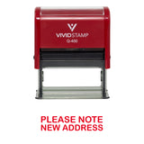 Red PLEASE NOTE NEW ADDRESS Self Inking Rubber Stamp