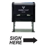 Black SIGN HERE Self Inking Rubber Stamp