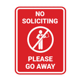 Portrait Round No Soliciting Please Go Away Wall or Door Sign