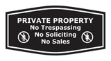Fancy Private Property No Trespassing No Soliciting No Sales Wall or Door Sign