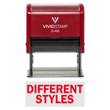 Red DIFFERENT STYLES Self-Inking Office Rubber Stamp