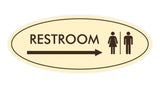 Oval Restroom Right Arrow Sign