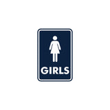 Signs ByLITA Portrait Round Girls (female bathroom icon) Sign with Adhesive Tape, Mounts On Any Surface, Weather Resistant, Indoor/Outdoor Use