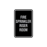 Portrait Round Fire Sprinkler Riser Room Sign with Adhesive Tape, Mounts On Any Surface, Weather Resistant