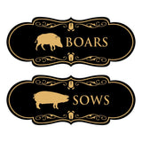 Designer Boars and Sows, Novelty Restroom (Set of 2) Wall or Door Signs
