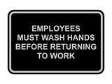 Signs ByLITA Classic Framed Employees Must Wash Hands Before Returning To Work