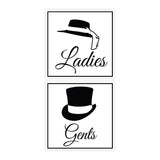 Square ladies and gents sign set with Adhesive Tape, Mounts On Any Surface, Weather Resistant