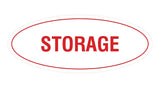White/Red Oval STORAGE Sign