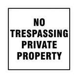 Square No Trespassing Private Property Sign with Adhesive Tape, Mounts On Any Surface, Weather Resistant