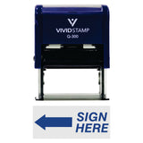 Blue Sign Here Left Arrow Self-Inking Office Rubber Stamp