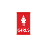 Signs ByLITA Portrait Round Girls (female bathroom icon) Sign with Adhesive Tape, Mounts On Any Surface, Weather Resistant, Indoor/Outdoor Use