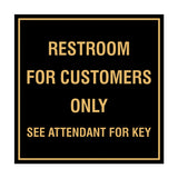 Square Restroom For Customers Sign with Adhesive Tape, Mounts On Any Surface, Weather Resistant